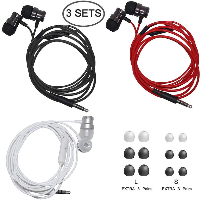 SourceTon 3 Packs Earphone with Remote & Microphone, in Ear Stereo Sound Noise Isolating Tangle Free for Smartphones, Laptops, Gaming, Fits 3.5mm Interface Device - Image 2